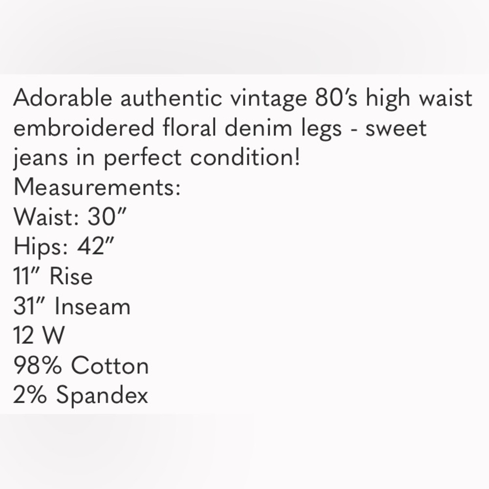 Vintage 80’s Embroidered Jeans - Picture 5 of 5